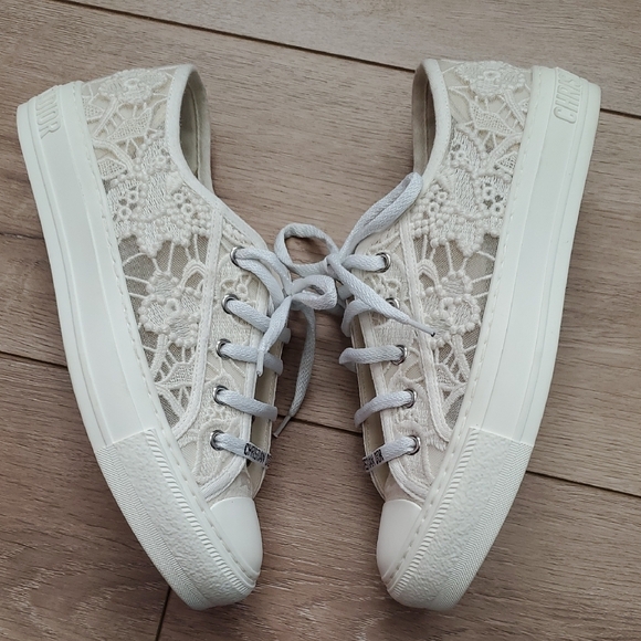 Christian Dior White Lace Sneakers Size 38 - Picture 6 of 13